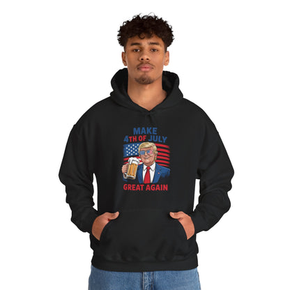 Funny Trump Make 4th Of July Great Again Drinking Beer Hoodie