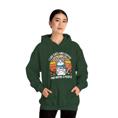I Like Cats And Coffee And Maybe 3 People , Cats Lover Hoodie
