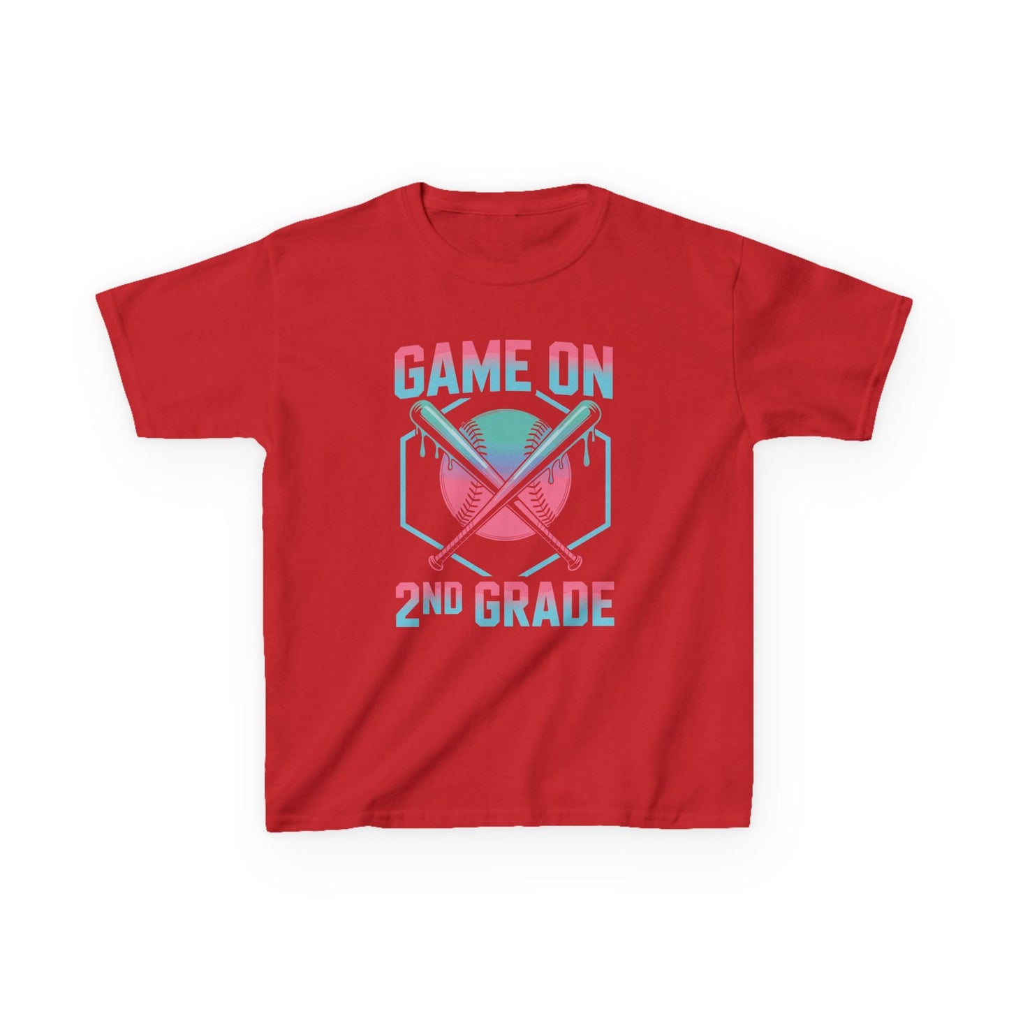 2nd Grade Back to School Baseball Drip Ice Cream Game On Kid T-Shirt