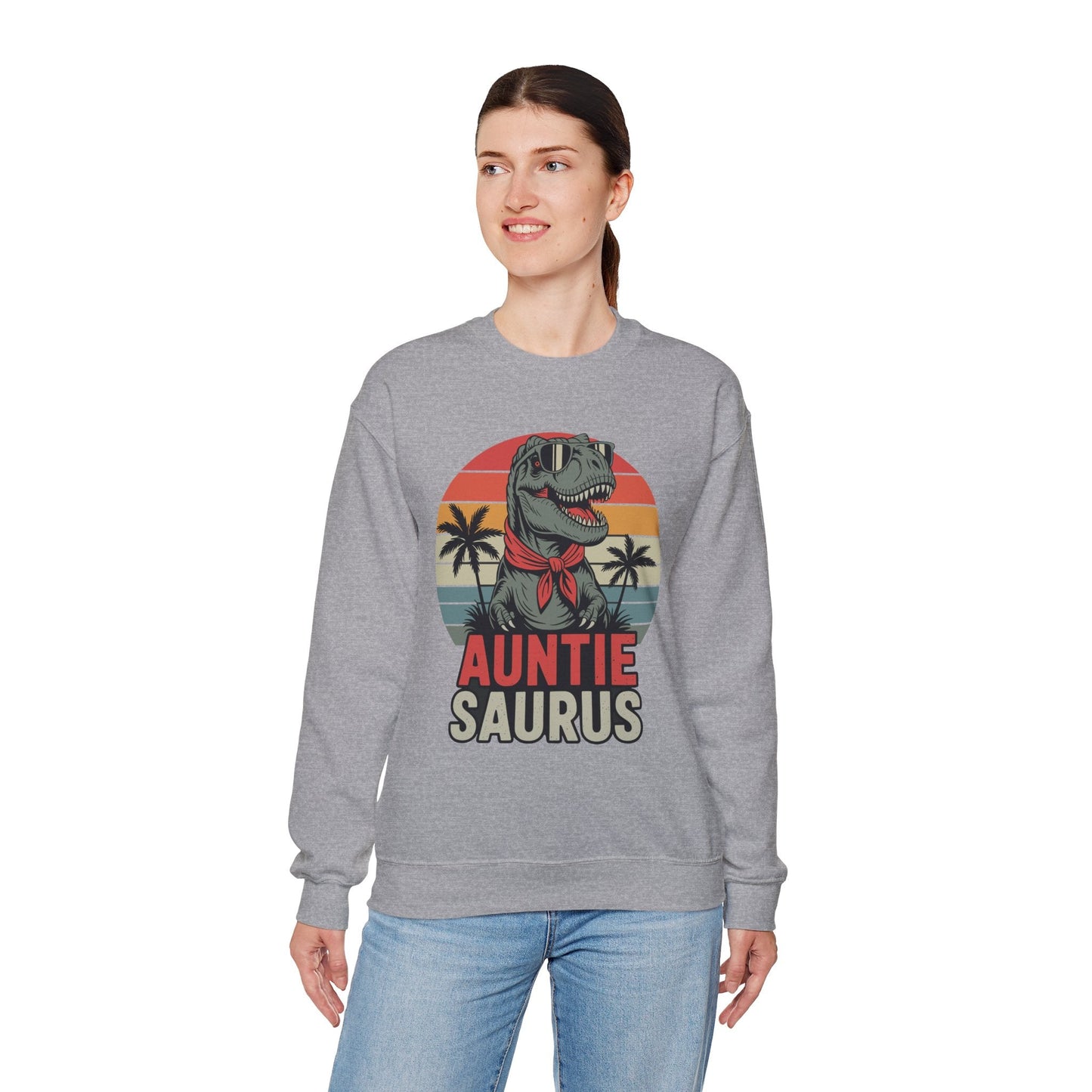 Auntiesaurus T Rex Dinosaur Auntie Saurus Family Matching Sweatshirt