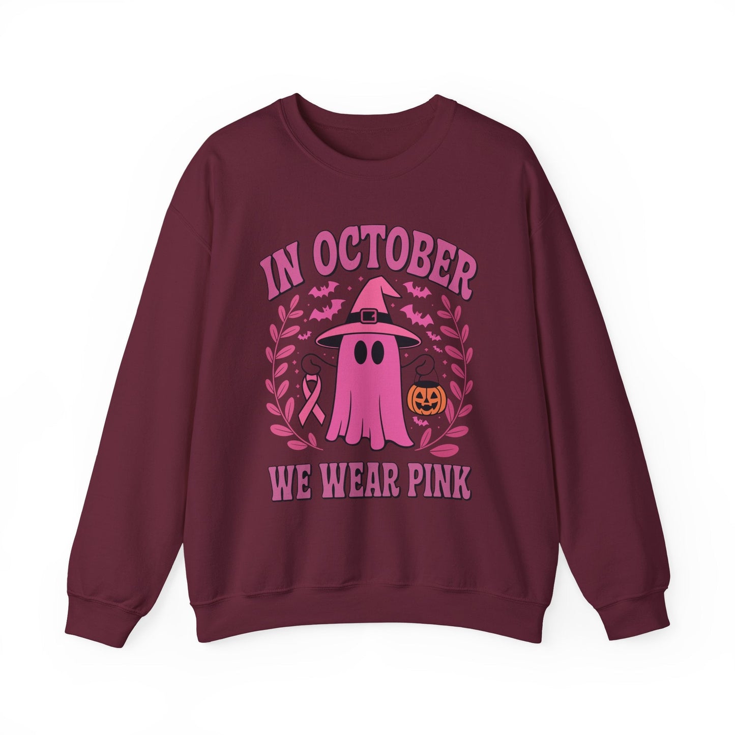In October We Wear Pink Breast Cancer Awareness Halloween Sweatshirt