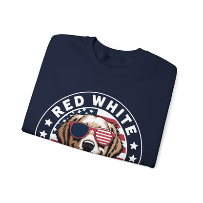 Red White Golden Retriever American Flag 4th of July Gift Sweatshirt