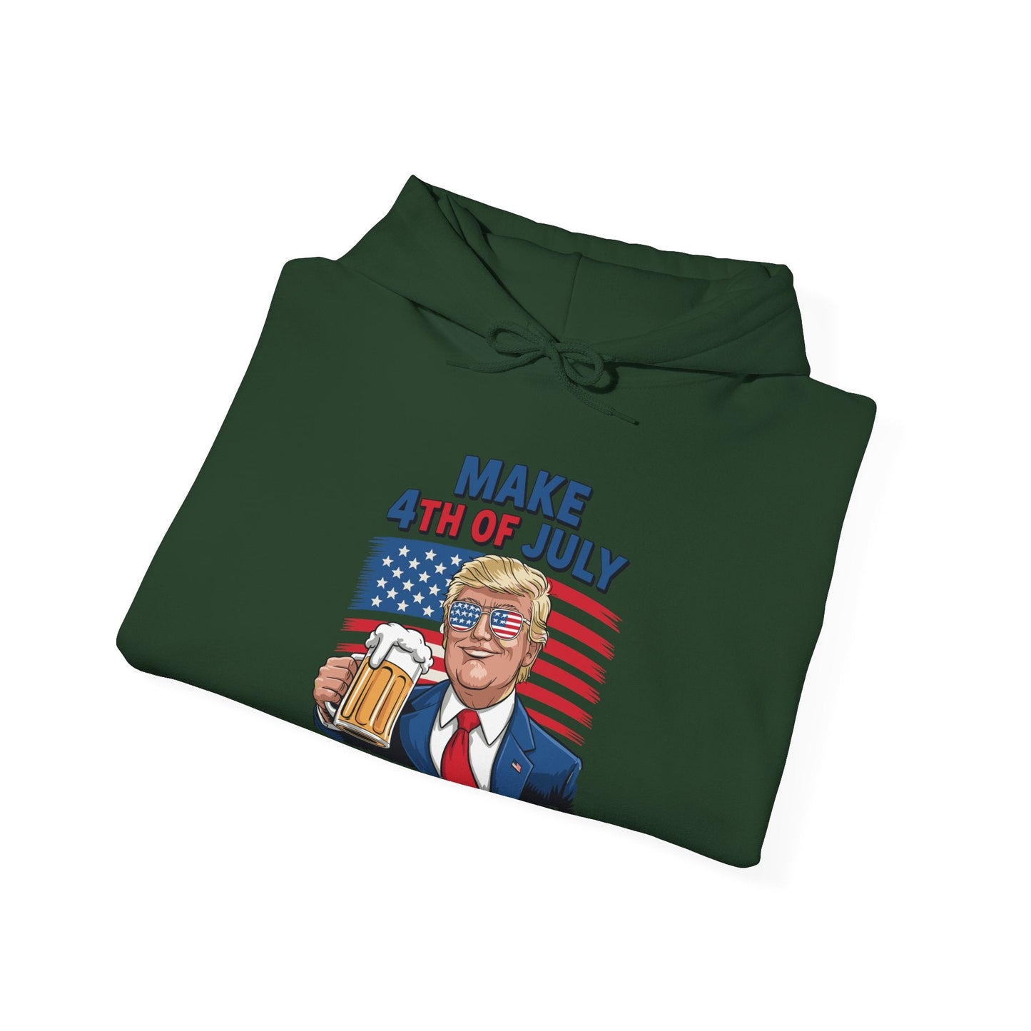 Funny Trump Make 4th Of July Great Again Drinking Beer Hoodie