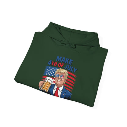 Funny Trump Make 4th Of July Great Again Drinking Beer Hoodie