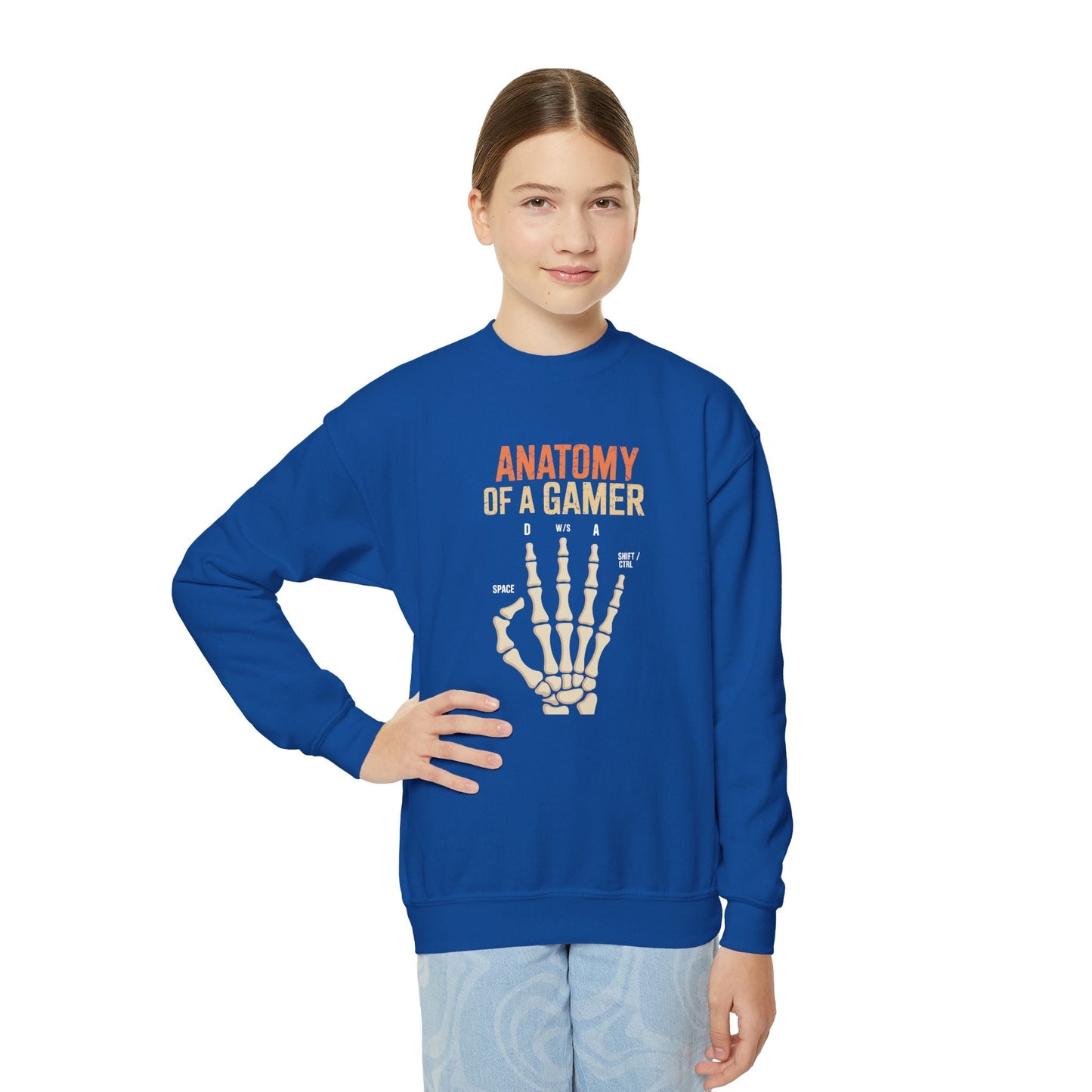 Funny Anatomy Of A Gamer Skeleton Hand Boys Kids Teens Sweatshirt