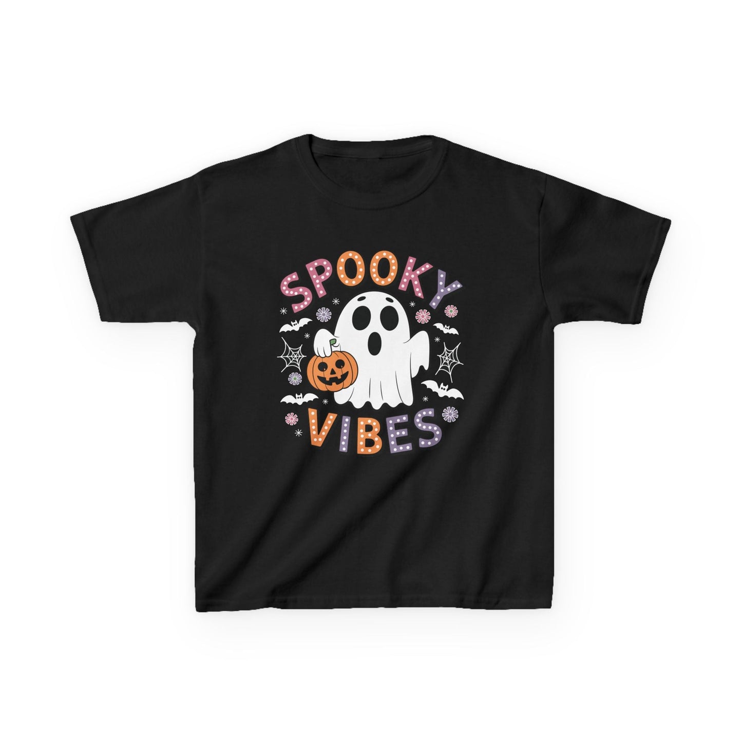Spooky Vibes Ghost Retro Groovy Halloween Kids T-Shirt