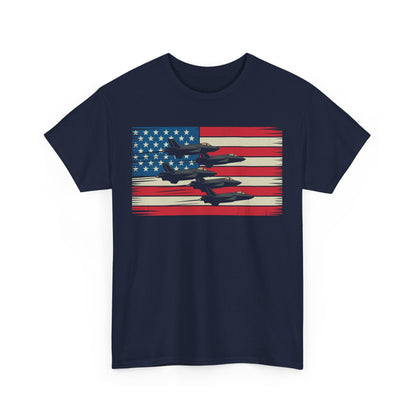 Vintage American Flag USA Fighter Jets 4th of July Patriotic T-Shirt