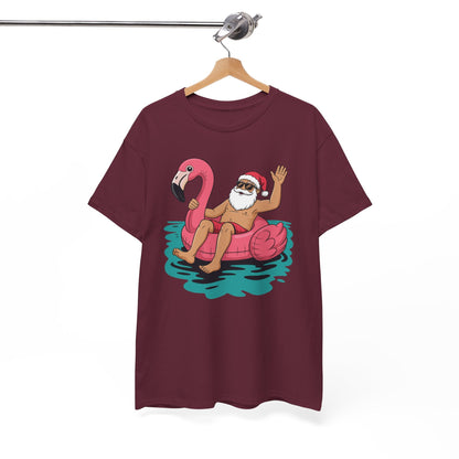 Santa Flamingo Floatie Funny Christmas In July Summer Xmas T-Shirt