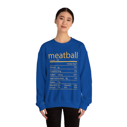 Meatball Nutrition Facts Funny Thanksgiving Christmas Sweatshirt