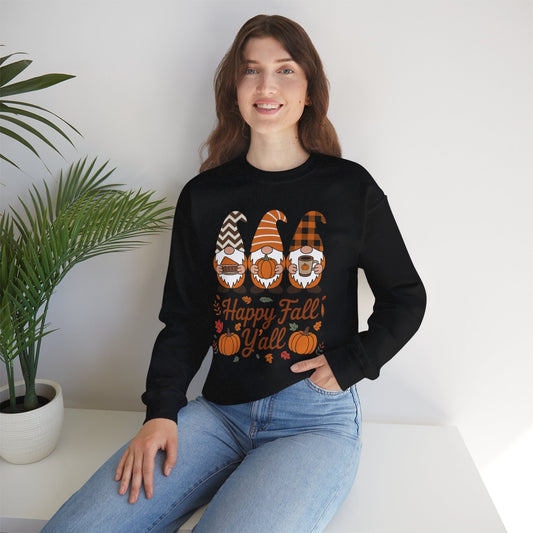 Happy Fall Y'all Gnome Pumpkin Autumn Thanksgiving Men Women Sweatshirt