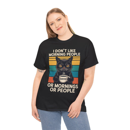 I Hate Morning People And Mornings And People Coffee Cat T-Shirt