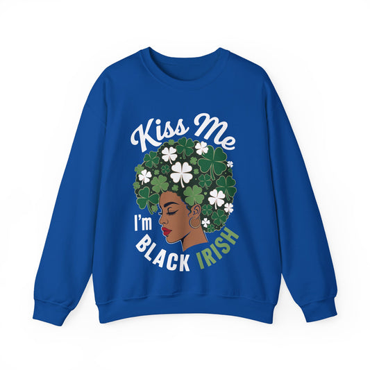 Kiss Me Im Black Irish Funny St Patricks Day Women Afro Sweatshirt