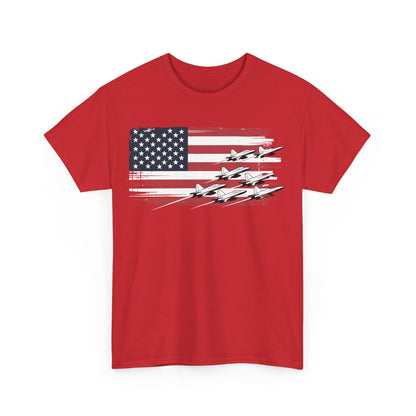 Patriotic Red White Blue USA Flag Fighter Jets 4th of July T-Shirt