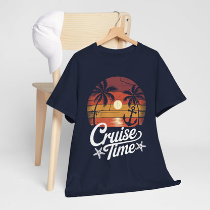 On Cruise Time Coconut Tree Graphic Summer Vacation Cruising T-shirt