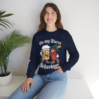 Oktoberfest On My Wurst Behaviour German Beer Sausage Adults Sweatshirt