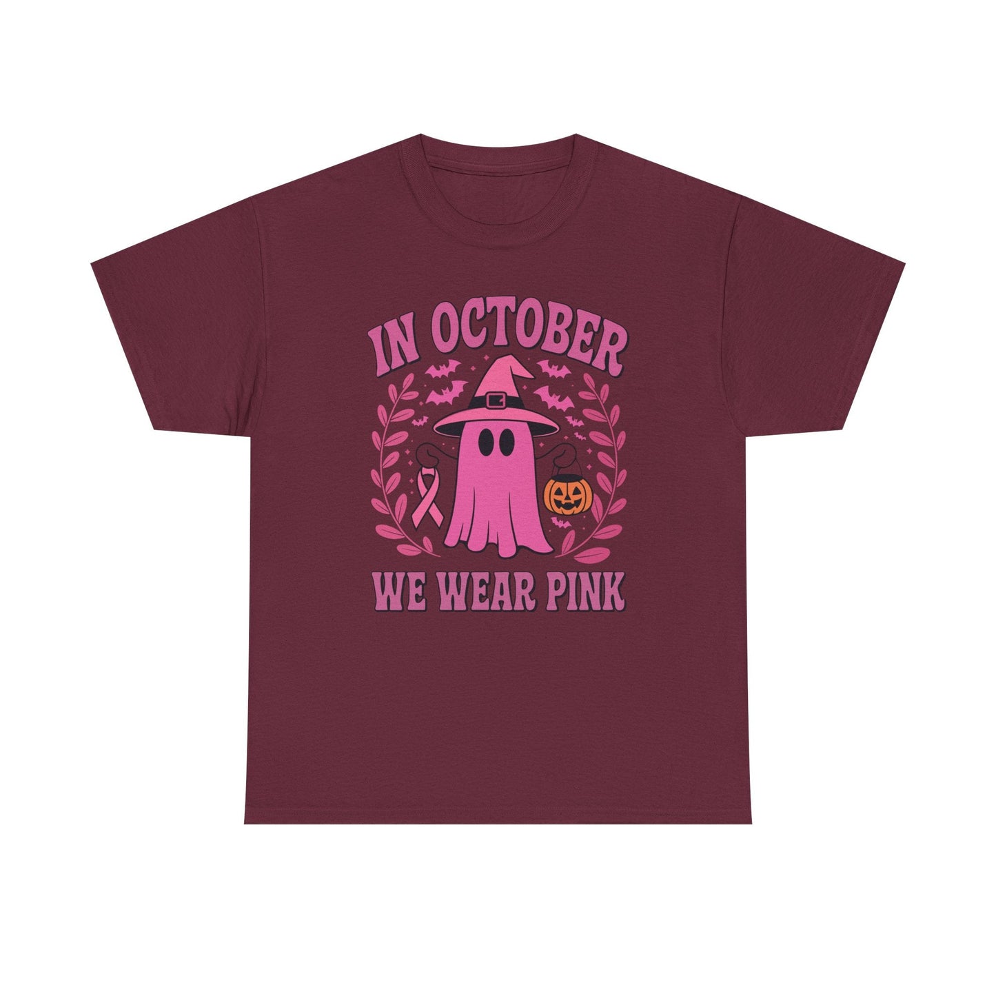 In October We Wear Pink Breast Cancer Awareness Halloween T-Shirt