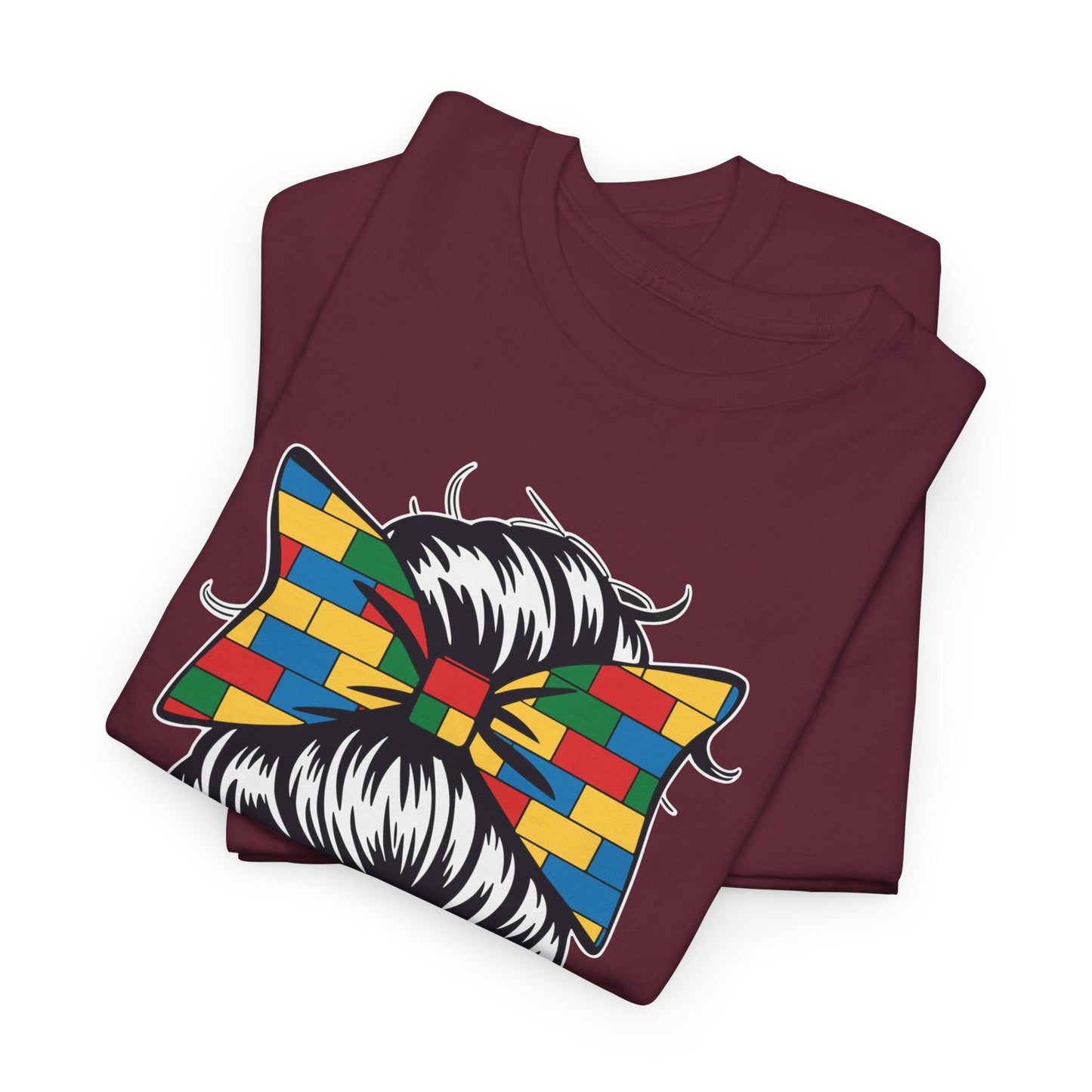 Building Block Messy Bun Mom Life Master Builder Mothers Day T-Shirt