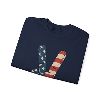 USA Flag Peace Sign Hand 4th of July Patriotic Men Boys Sweatshirt