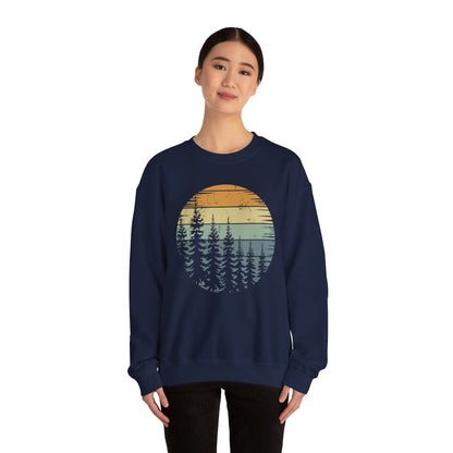 Retro Forest Trees Outdoors Nature Vintage Graphic Sweatshirt