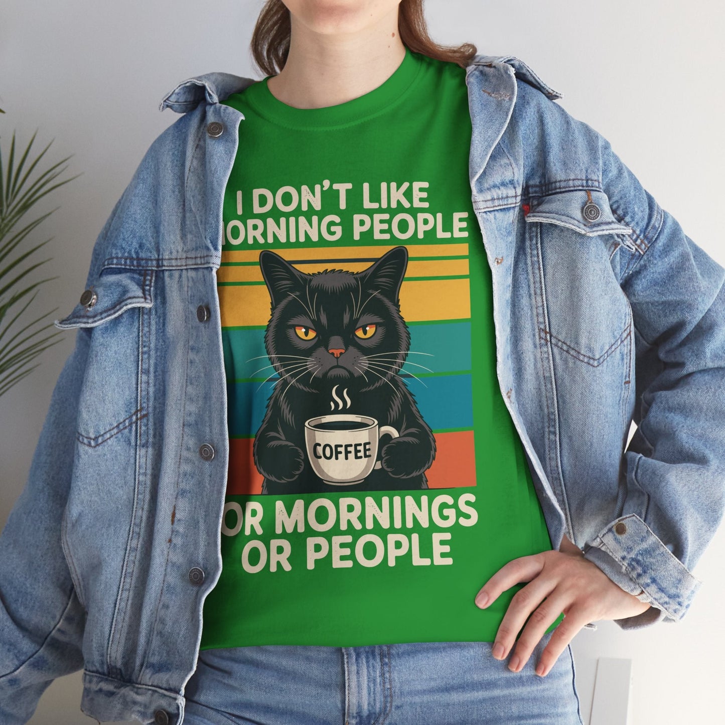I Hate Morning People And Mornings And People Coffee Cat T-Shirt