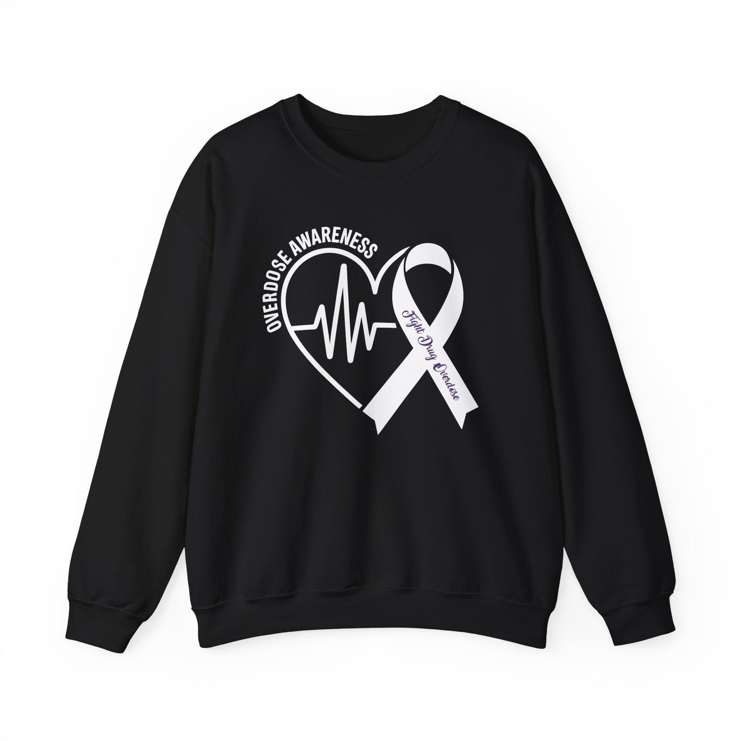 Overdose Awareness Month Heart Purple Ribbon Support Sweatshirt
