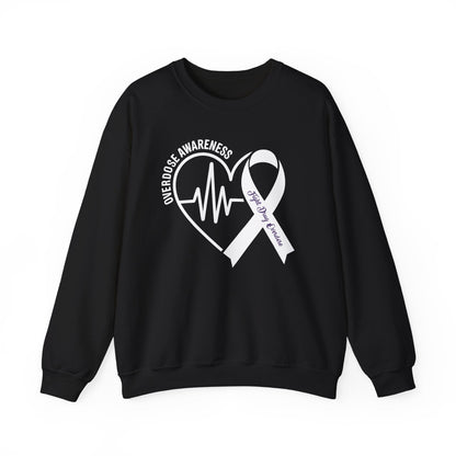 Overdose Awareness Month Heart Purple Ribbon Support Sweatshirt