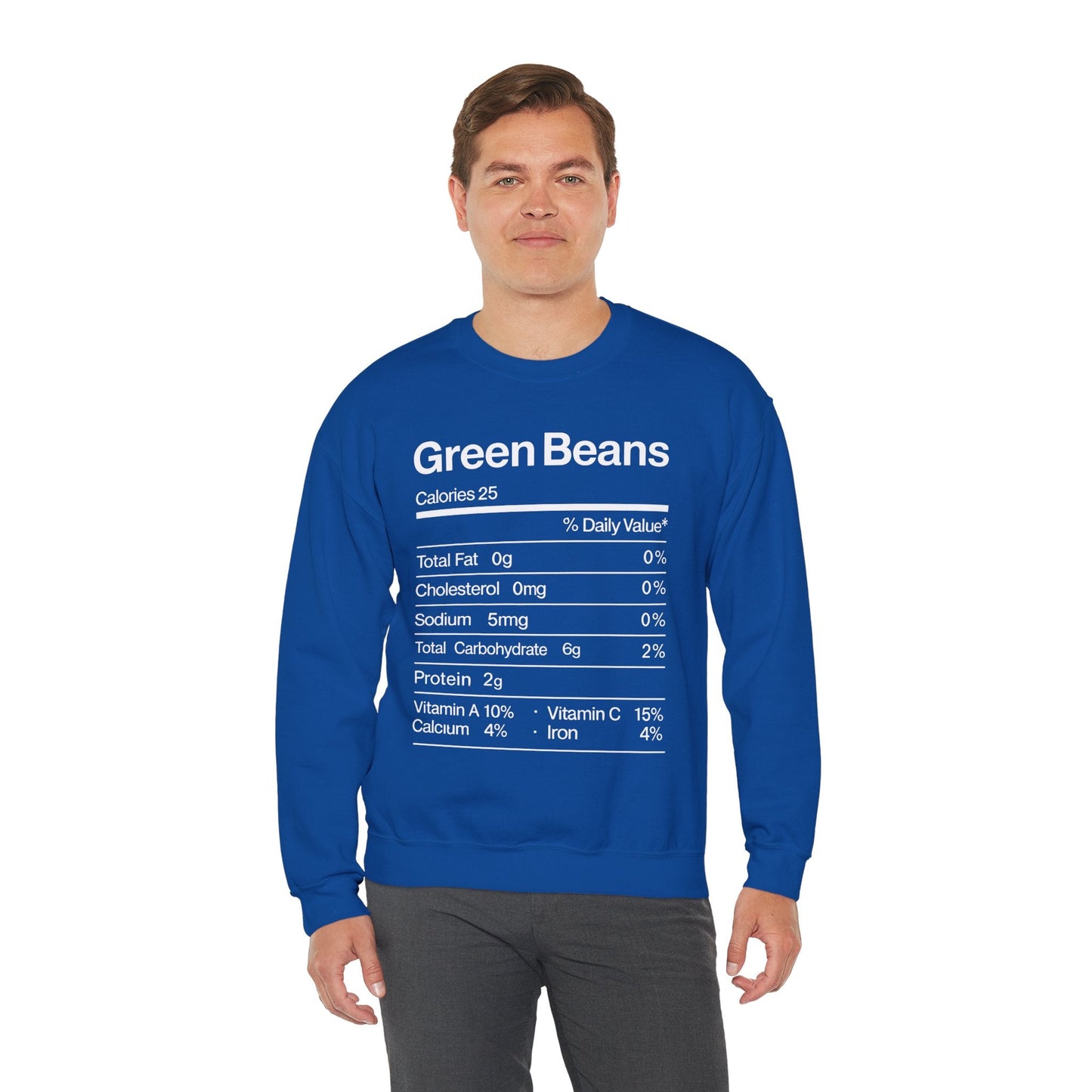 Green Beans Nutrition Facts Funny Thanksgiving Christmas Sweatshirt