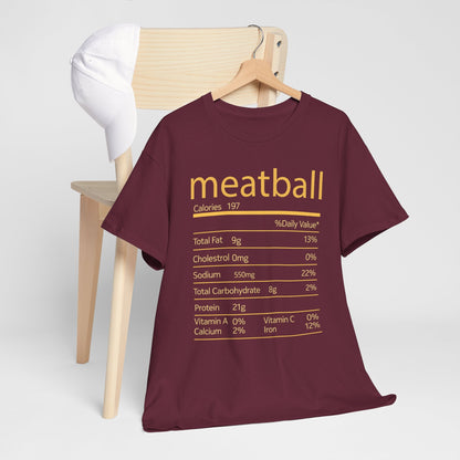 Meatball Nutrition Facts Funny Thanksgiving Christmas T-Shirt