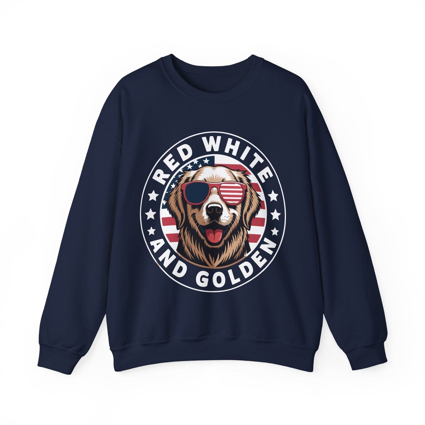 Red White Golden Retriever American Flag 4th of July Gift Sweatshirt