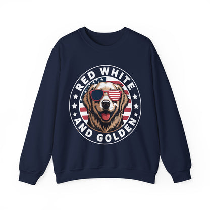 Red White Golden Retriever American Flag 4th of July Gift Sweatshirt