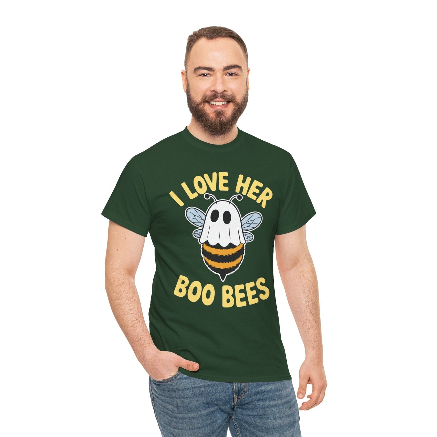 I Love Her Boo Bees Couples Halloween Adult Costume His Men T-Shirt