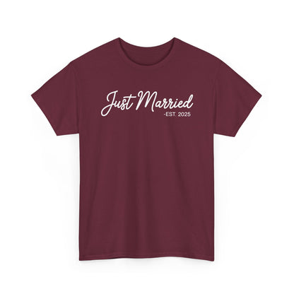 Just Married 2025 Honeymoon Wedding Couples Fiancee T-Shirt
