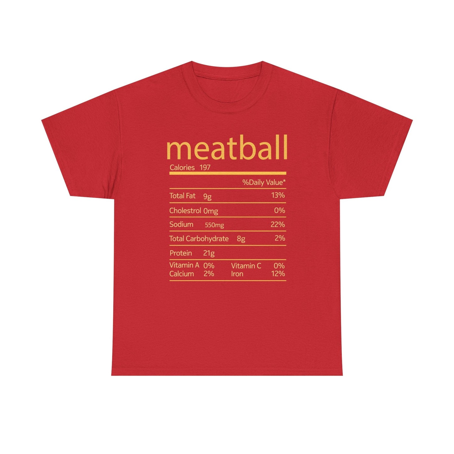 Meatball Nutrition Facts Funny Thanksgiving Christmas T-Shirt