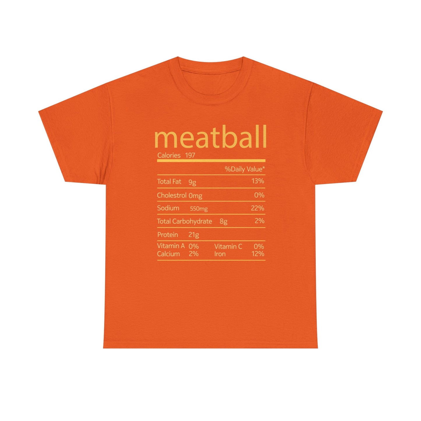 Meatball Nutrition Facts Funny Thanksgiving Christmas T-Shirt
