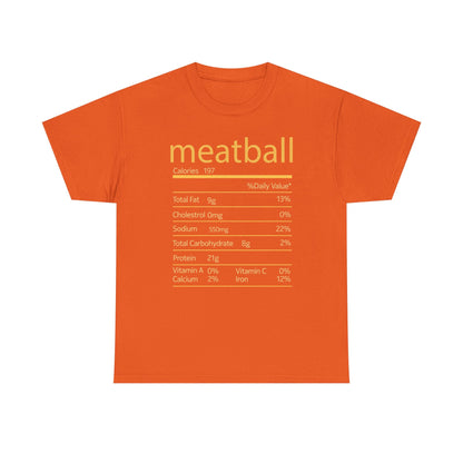 Meatball Nutrition Facts Funny Thanksgiving Christmas T-Shirt