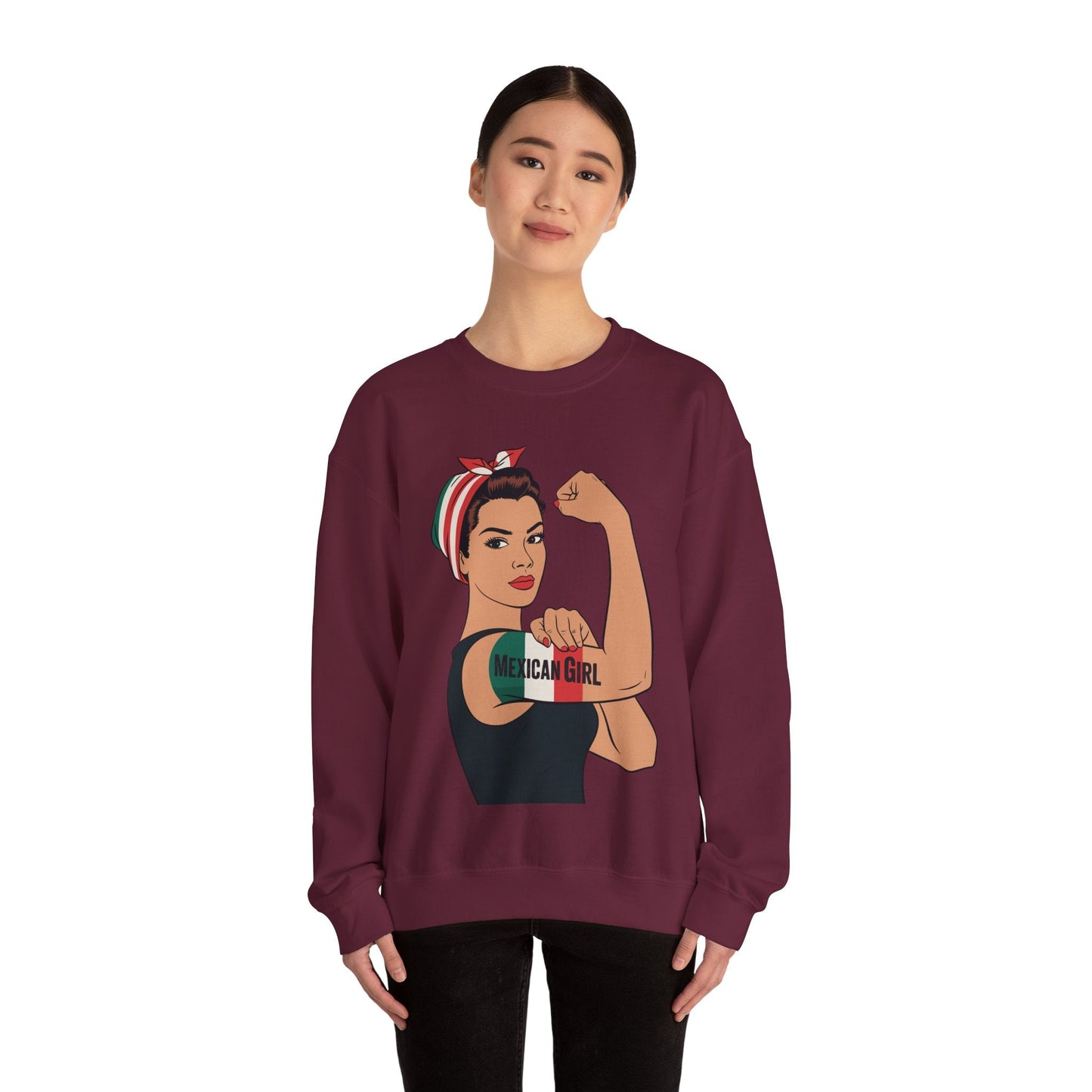 Mexican Girl Mujer Rosie Riveter Cinco De Mayo Fiesta  Sweatshirt Women