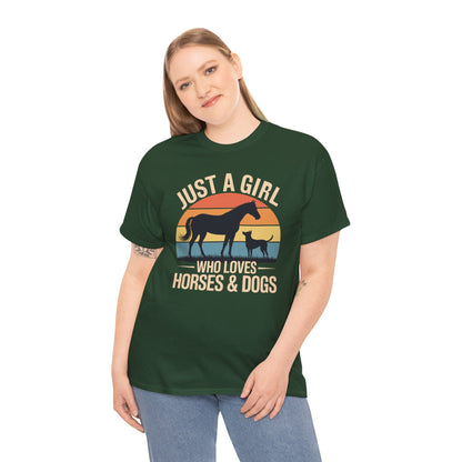 Just A Girl Who Loves Horses and Dogs Women Girls T-Shirt