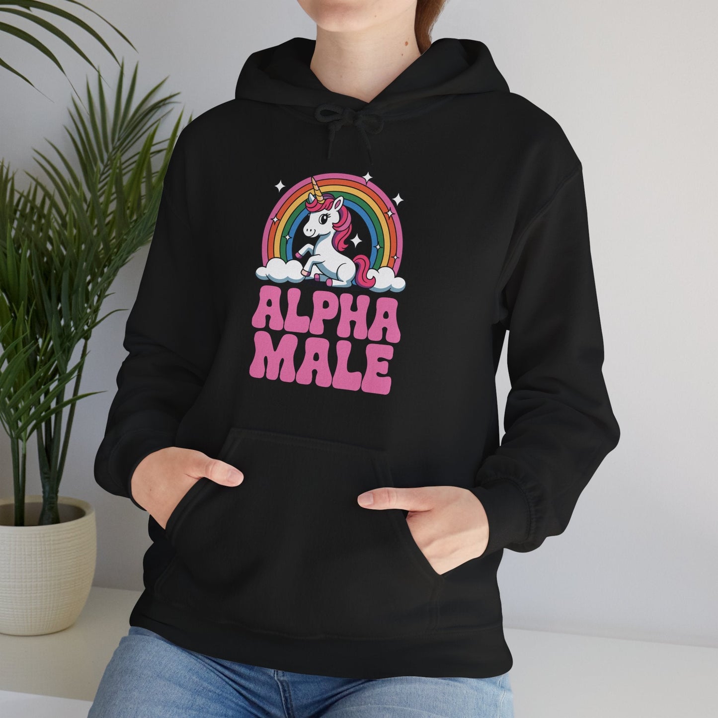 Funny Alpha Male Unicorn Sarcastic Ironic Weird Y2K Humor Hoodie