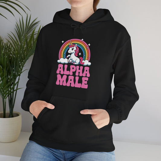 Funny Alpha Male Unicorn Sarcastic Ironic Weird Y2K Humor Hoodie