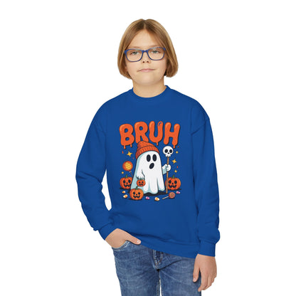 Bruh Ghost Halloween Cute Ghost Trick Or Treat Candy Kids Sweatshirt