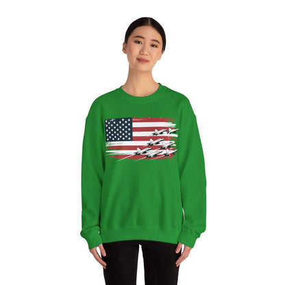 Patriotic Red White Blue USA Flag Fighter Jets 4th of July Sweatshirt