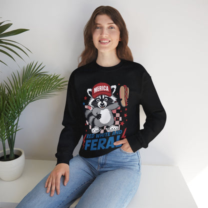 Red White And Feral Raccoon 4th of July Saying Meme Sweatshirt