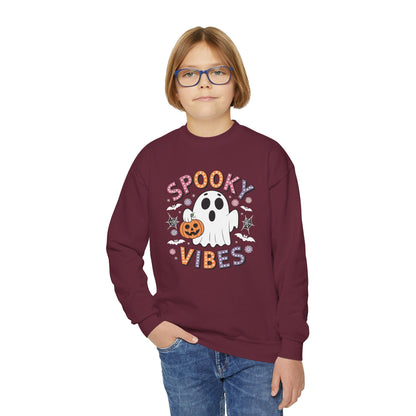 Spooky Vibes Ghost Retro Groovy Halloween Kids Sweatshirt