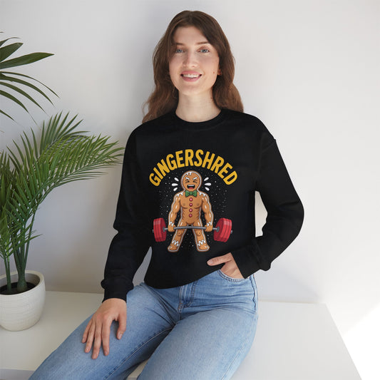 Funny Gingershred Gingerbread Man Gym Bodybuilding Christmas Sweatshirt