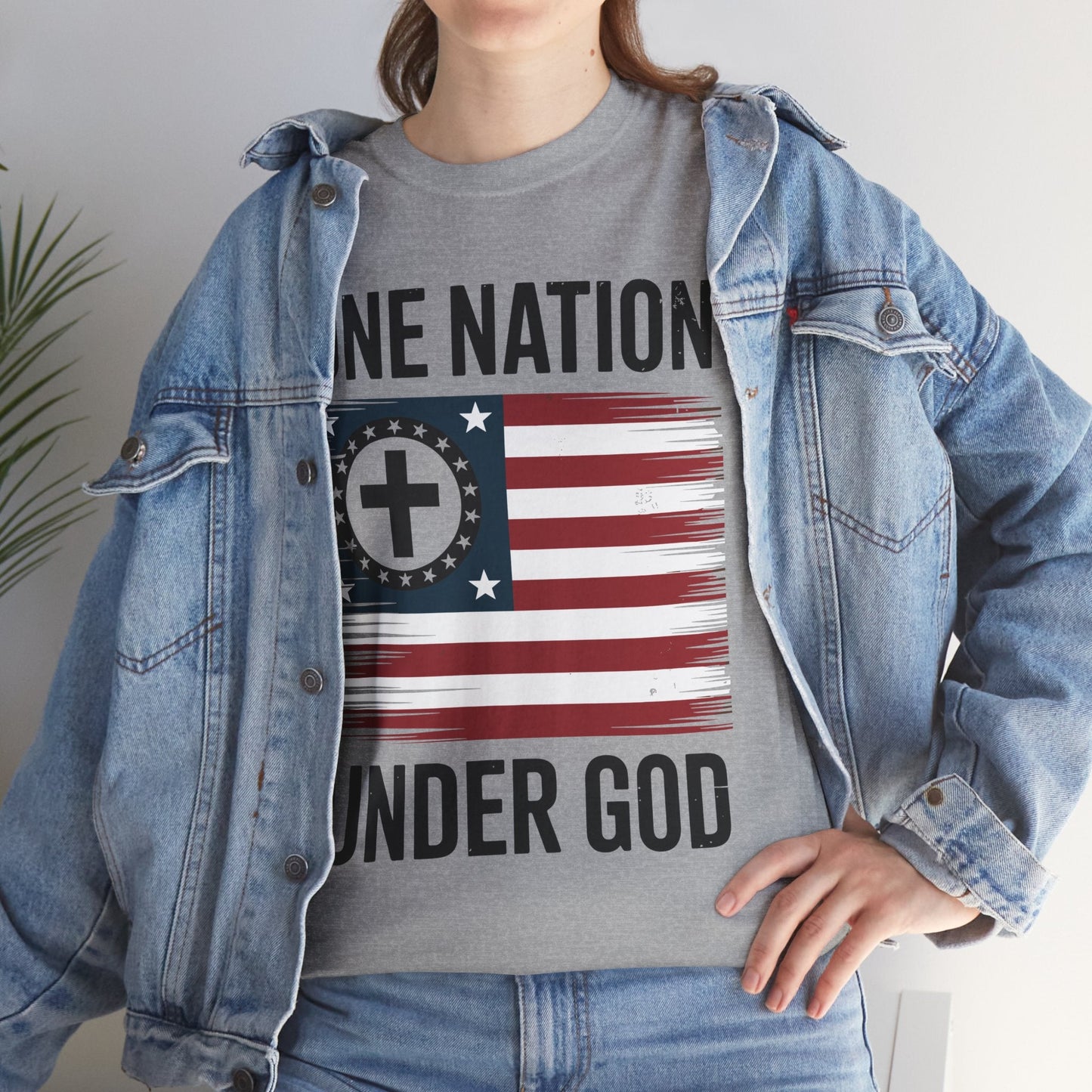 One Nation Under God Flag 4th Of July Patriotic Christian T-Shirt