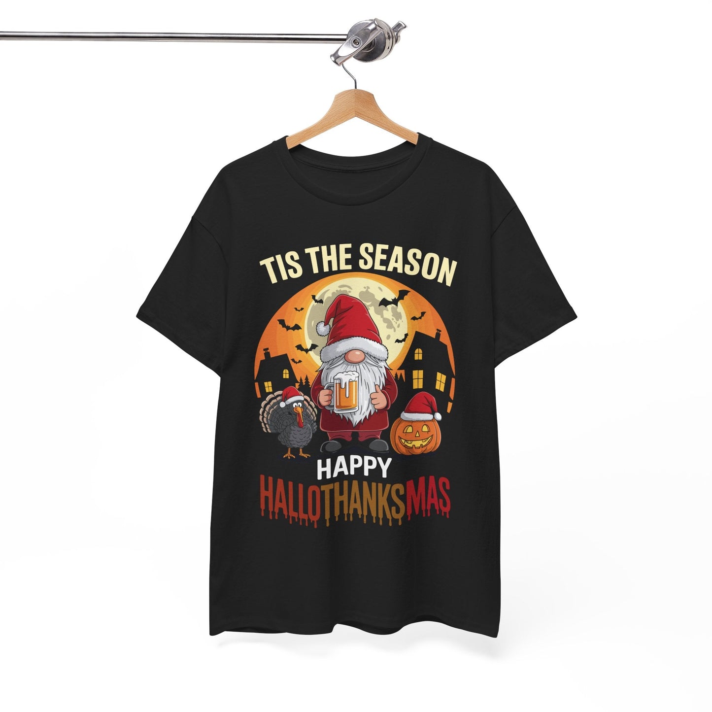 Happy Hallothanksmas Halloween Thanksgiving Merry Christmas T-Shirt