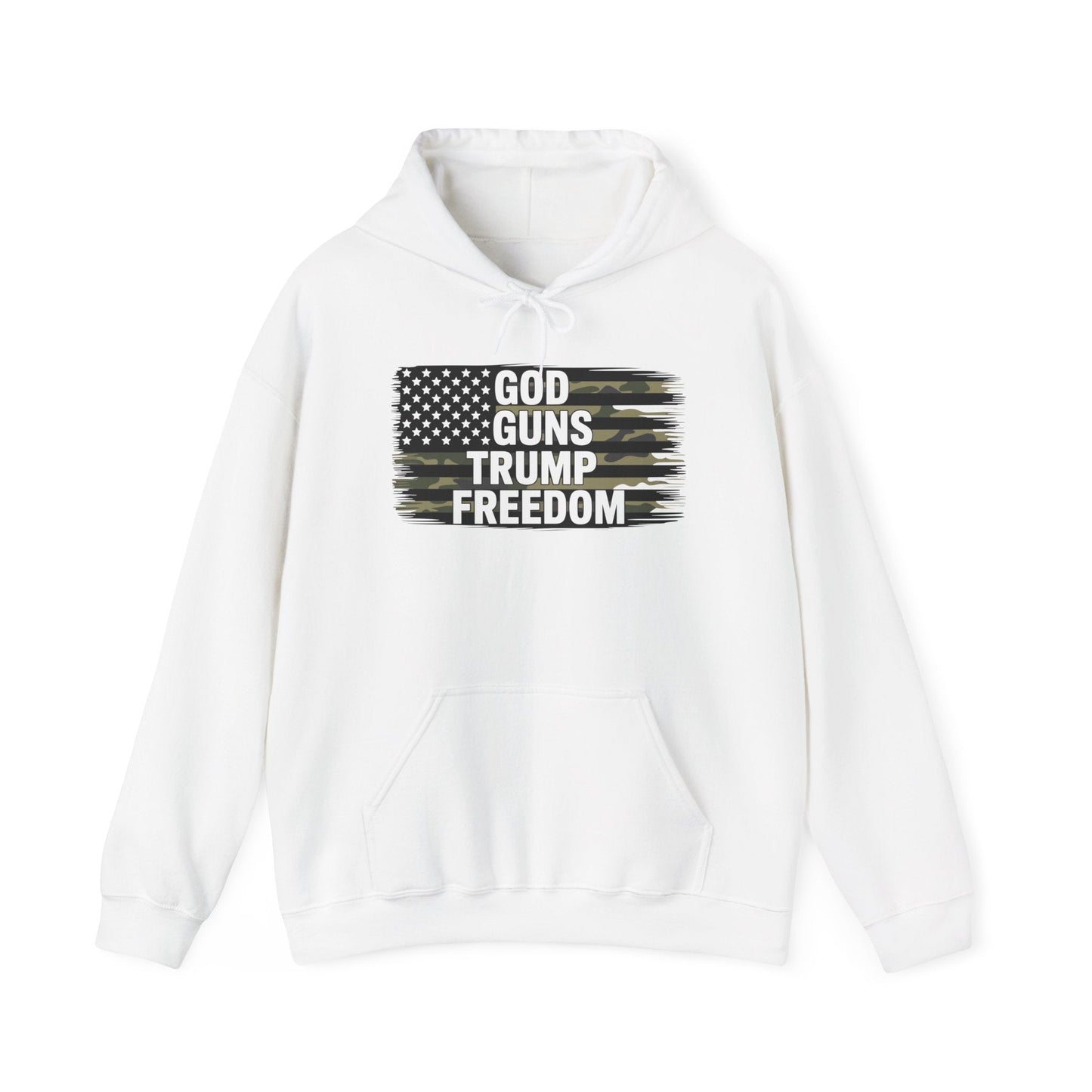 God Guns Trump Freedom Funny Camouflage Pro Gun USA Flag Hoodie