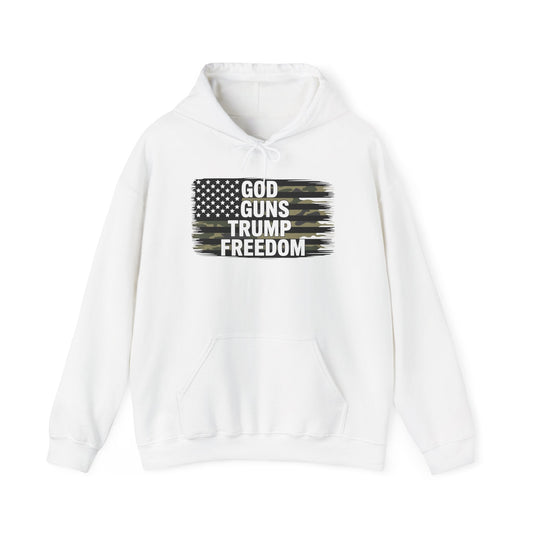 God Guns Trump Freedom Funny Camouflage Pro Gun USA Flag Hoodie