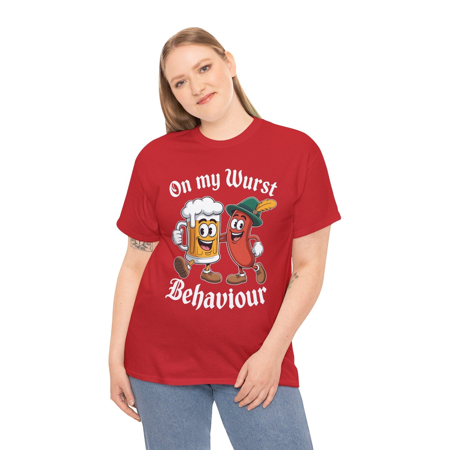 Oktoberfest On My Wurst Behaviour German Beer Sausage Adults T-Shirt