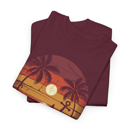 On Cruise Time Coconut Tree Graphic Summer Vacation Cruising T-shirt